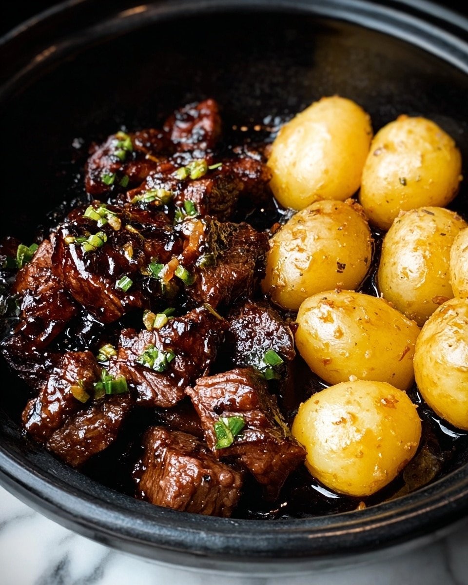 Slow Cooker Garlic Butter Beef Bites with Potatoes Recipe - Recipe Image — Slow Cooker Garlic Butter Beef Bites with Potatoes, garlic butter beef bites, slow cooker beef and potatoes, easy beef dinner recipes, comforting slow cooker meals