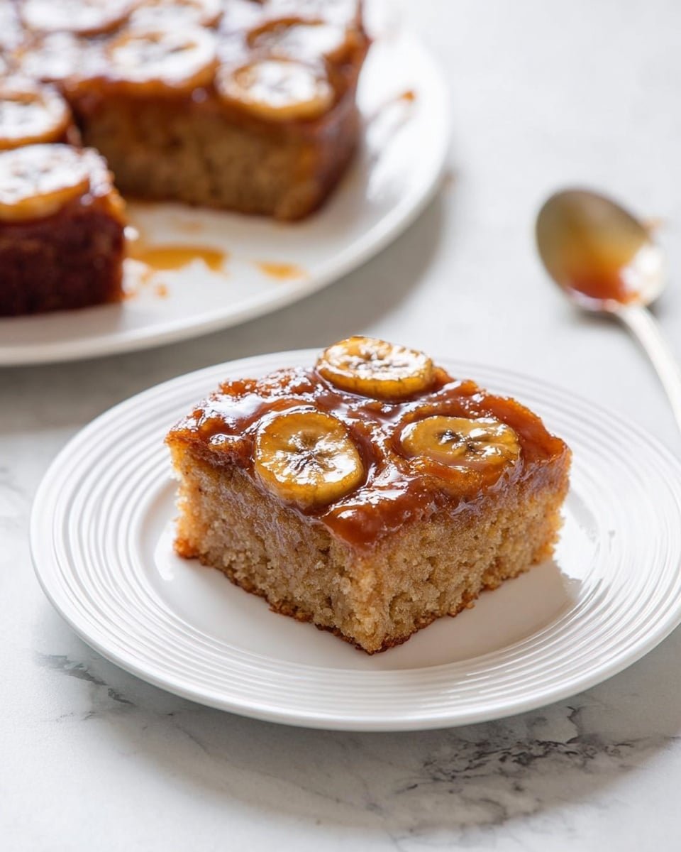 Banana Bread Cake Recipe - Recipe Image — Banana Bread Cake, moist banana cake, caramelized banana dessert, banana loaf with caramel topping, easy banana cake recipe