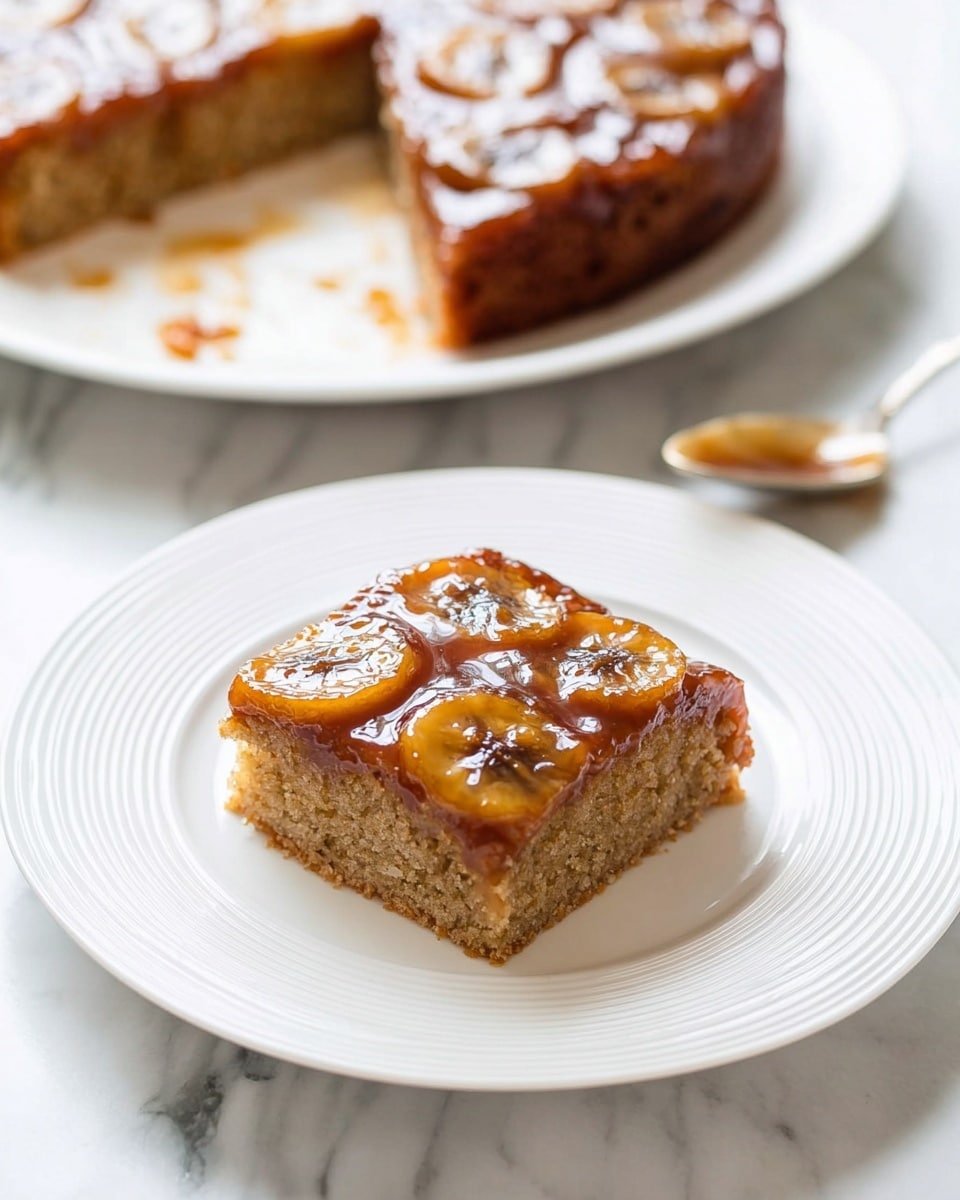 Banana Bread Cake Recipe - Recipe Image — Banana Bread Cake, moist banana cake, caramelized banana dessert, banana loaf with caramel topping, easy banana cake recipe