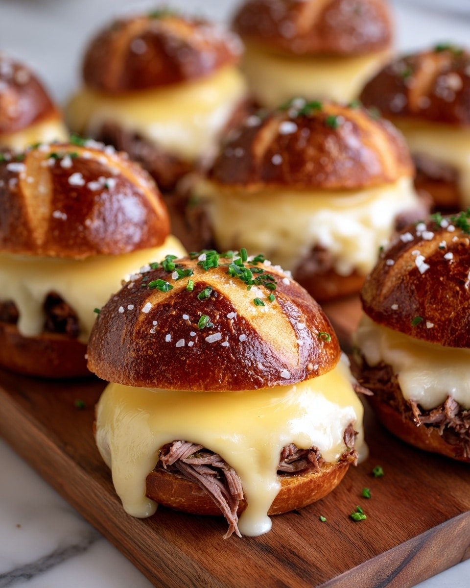 Smoked Brisket & Beer Cheese Pretzel Bombs Recipe - Recipe Image — Smoked Brisket & Beer Cheese Pretzel Bombs, smoked brisket appetizers, beer cheese stuffed pretzels, savory meat and cheese bites, indulgent game-day snacks