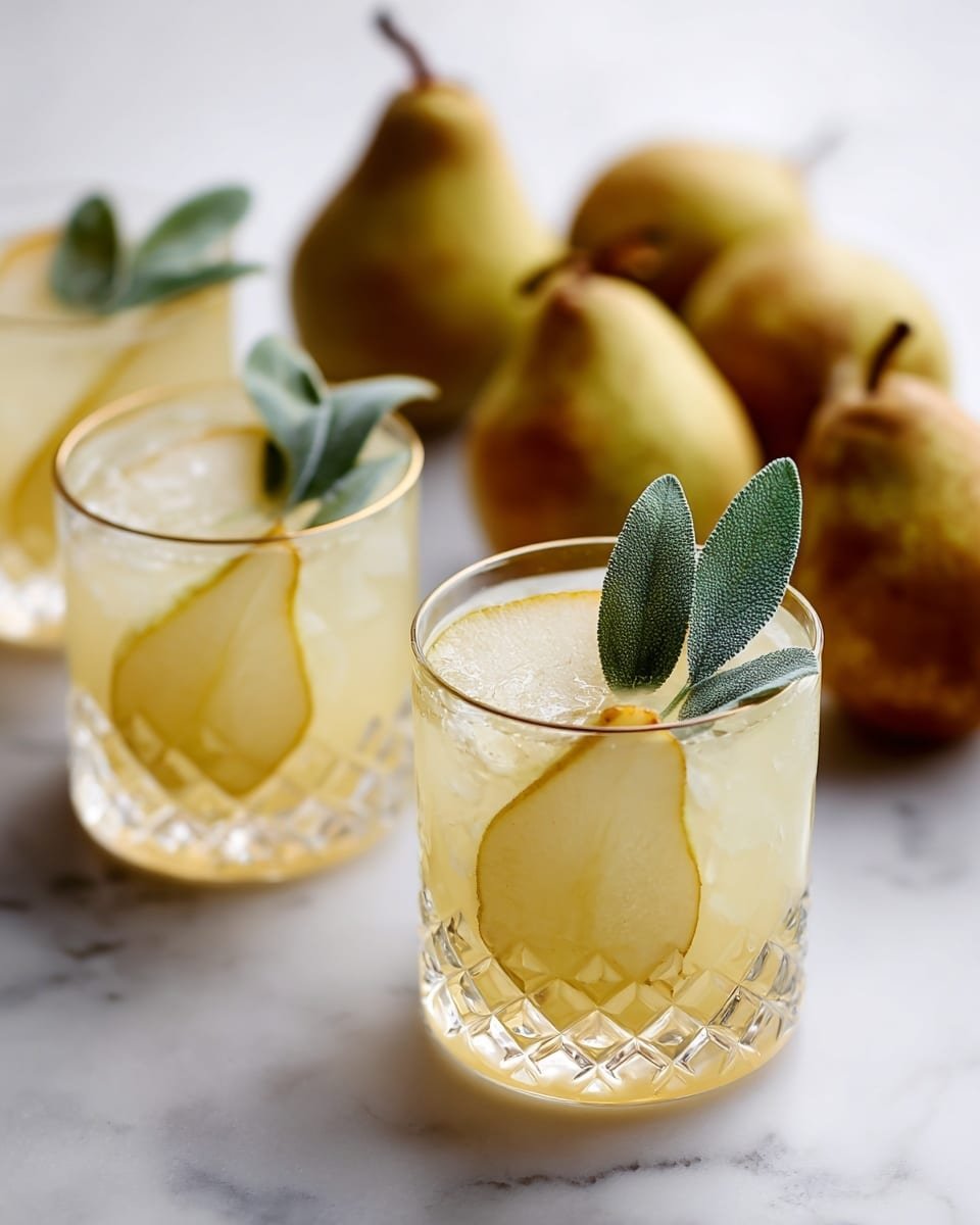 Thanksgiving Bourbon Pear Spritzers Recipe - Recipe Image — Thanksgiving Bourbon Pear Spritzers, autumn cocktail recipes, festive pear drinks, bourbon holiday cocktails, fall sparkling beverages