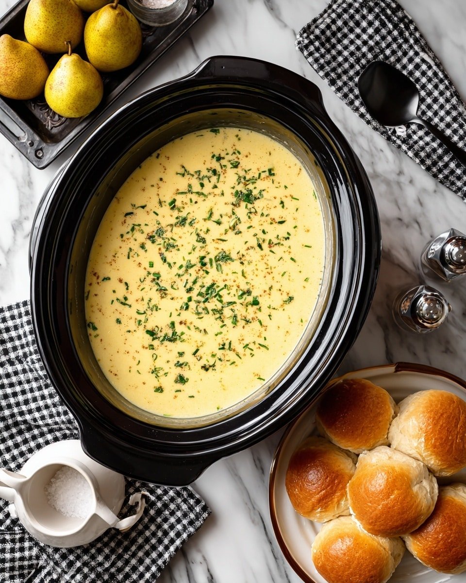 Slow Cooker Potato Leek Soup Recipe - Recipe Image — Slow Cooker Potato Leek Soup, Easy Potato Leek Soup, Creamy Leek and Potato Soup, Comforting Slow Cooker Soups, Vegetarian Potato Soup