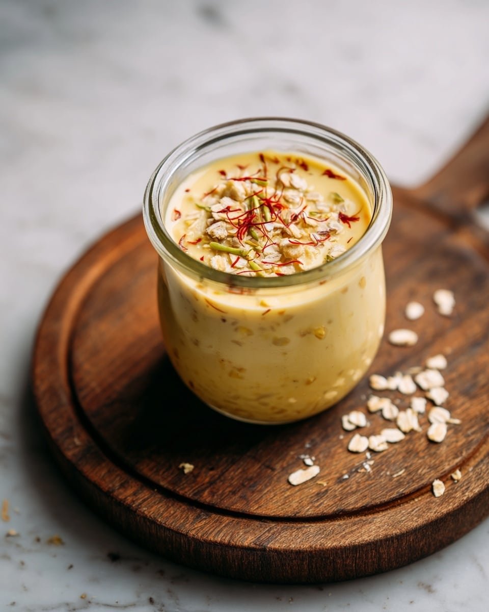 Indian Overnight Oats Recipe - Recipe Image — Indian Overnight Oats, Indian Overnight Oats Recipe, Indian Breakfast Ideas, Healthy Overnight Oats, Spiced Overnight Oats