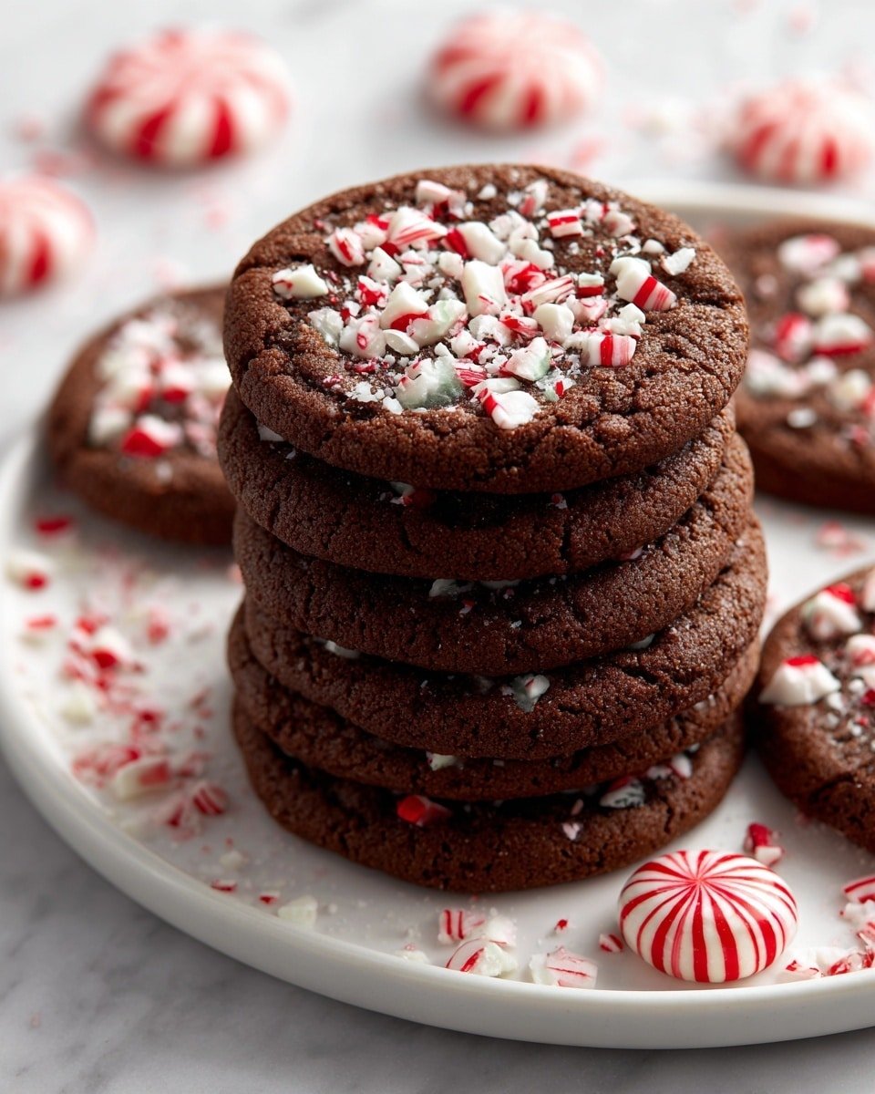 Double Chocolate Peppermint Cookies Recipe - Recipe Image — Double Chocolate Peppermint Cookies, peppermint chocolate cookie recipe, holiday chocolate cookies, festive peppermint treats, rich chocolate peppermint dessert