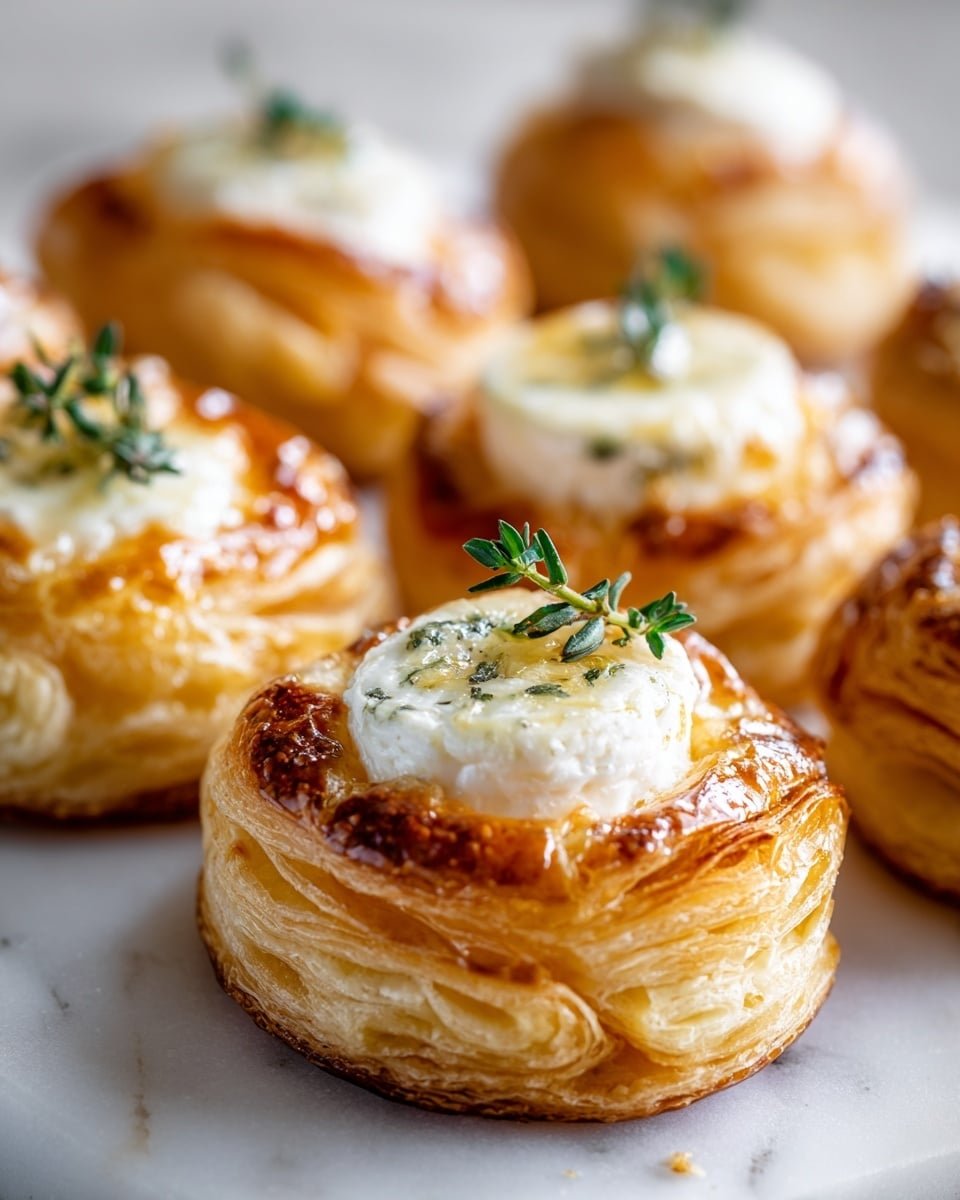 Goat Cheese and Honey Bites Recipe - Recipe Image — Goat Cheese and Honey Bites, goat cheese appetizer ideas, honey and puff pastry snacks, elegant quick party appetizers, savory sweet bite recipes