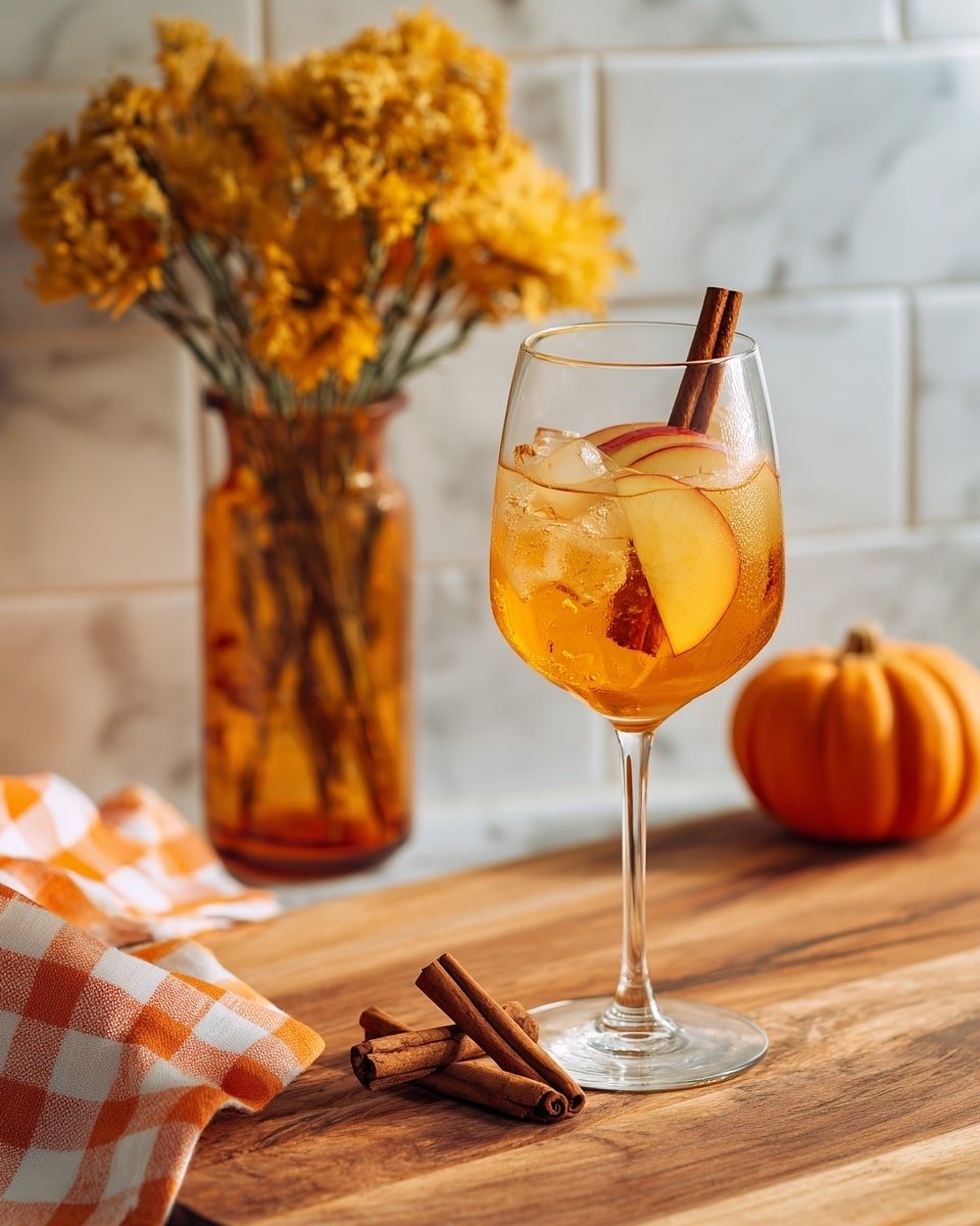 Apple Cider Aperol Spritz Recipe - Recipe Image — Apple Cider Aperol Spritz, fall cocktail recipes, autumn apple cocktails, bubbly fall drinks, festive apple cider spritz