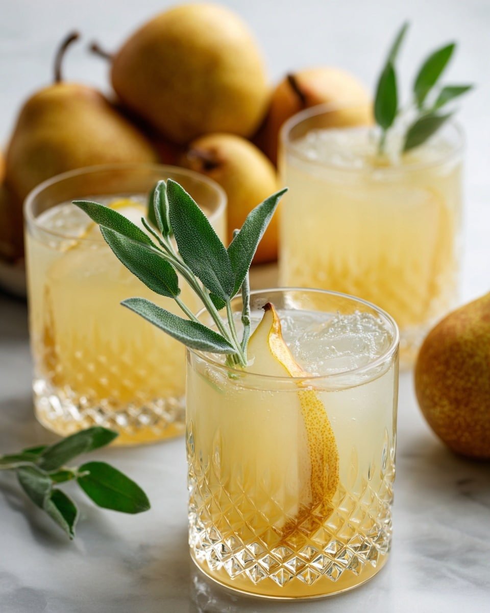 Thanksgiving Bourbon Pear Spritzers Recipe - Recipe Image — Thanksgiving Bourbon Pear Spritzers, autumn cocktail recipes, festive pear drinks, bourbon holiday cocktails, fall sparkling beverages