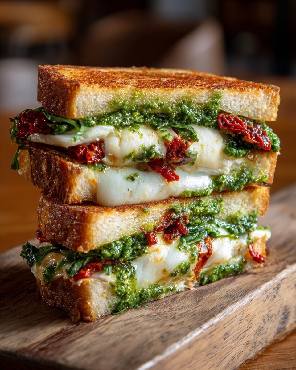 Sun-Dried Tomato Pesto Grilled Cheese Recipe - Recipe Image — Sun-Dried Tomato Pesto Grilled Cheese, cheesy grilled cheese sandwich, sun-dried tomato pesto sandwich, easy gourmet grilled cheese, flavorful lunch ideas