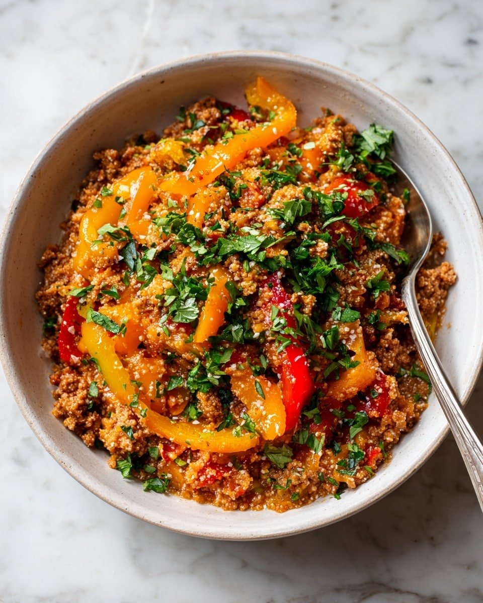 Ground Turkey and Peppers Stir-Fry Recipe - Recipe Image — Ground Turkey and Peppers Stir-Fry, quick healthy stir-fry recipe, easy ground turkey dinner, colorful skillet recipes, flavorful turkey pepper dish