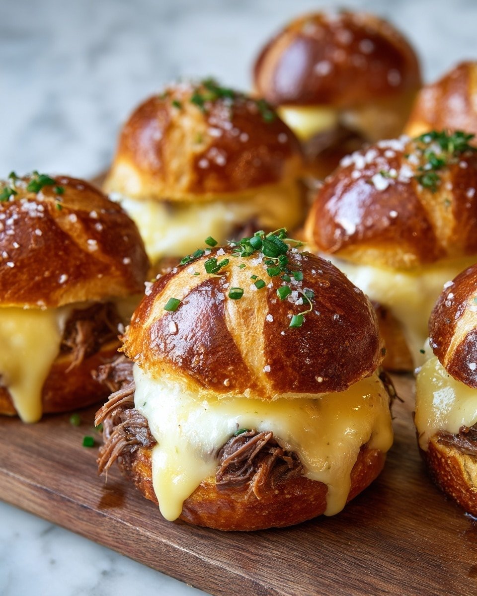 Smoked Brisket & Beer Cheese Pretzel Bombs Recipe - Recipe Image — Smoked Brisket & Beer Cheese Pretzel Bombs, smoked brisket appetizers, beer cheese stuffed pretzels, savory meat and cheese bites, indulgent game-day snacks