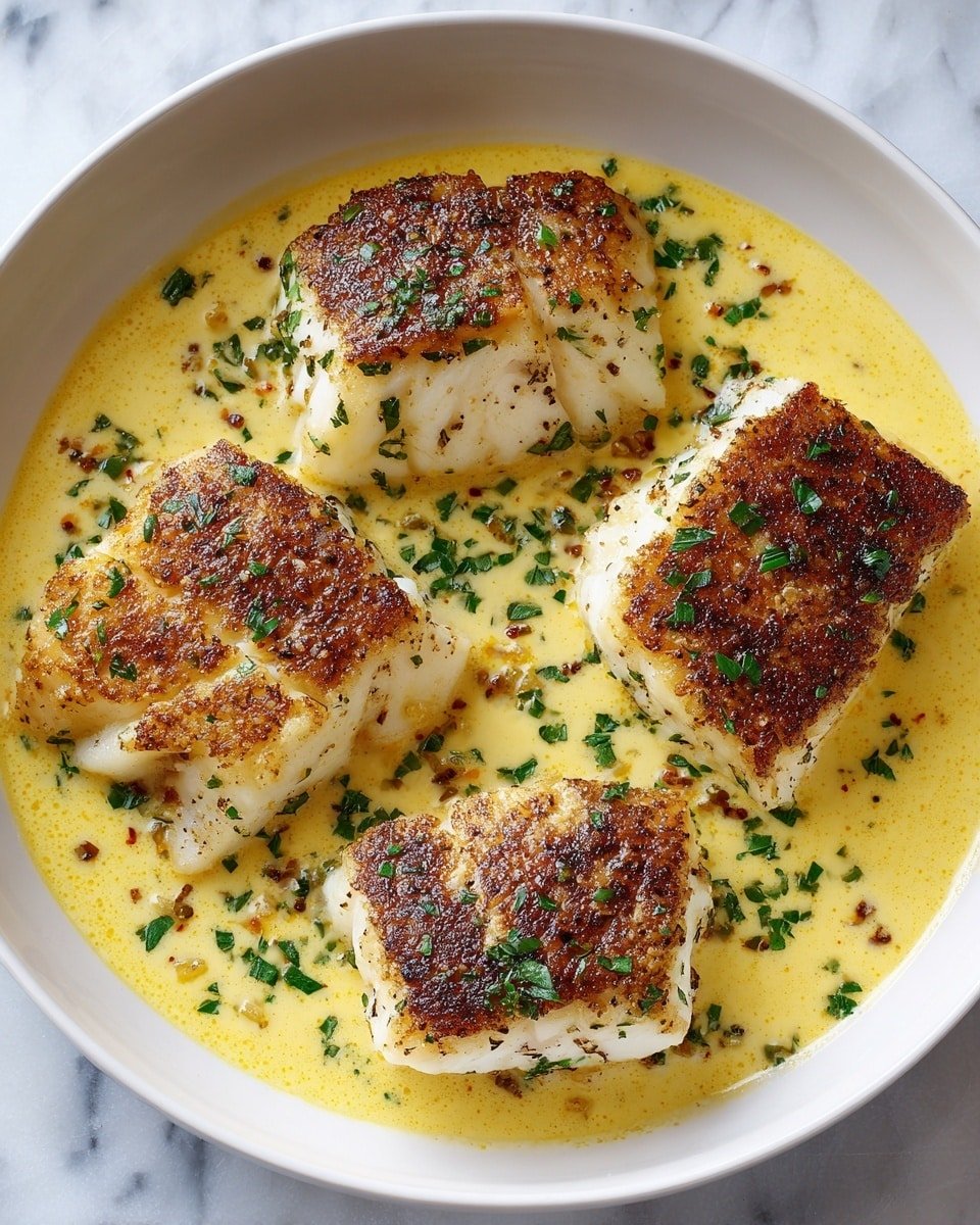 Baked Cod in Coconut Lemon Cream Sauce Recipe - Recipe Image — Baked Cod in Coconut Lemon Cream Sauce, coconut lemon cod, baked fish with coconut lemon sauce, tropical fish recipes, easy fish dinner