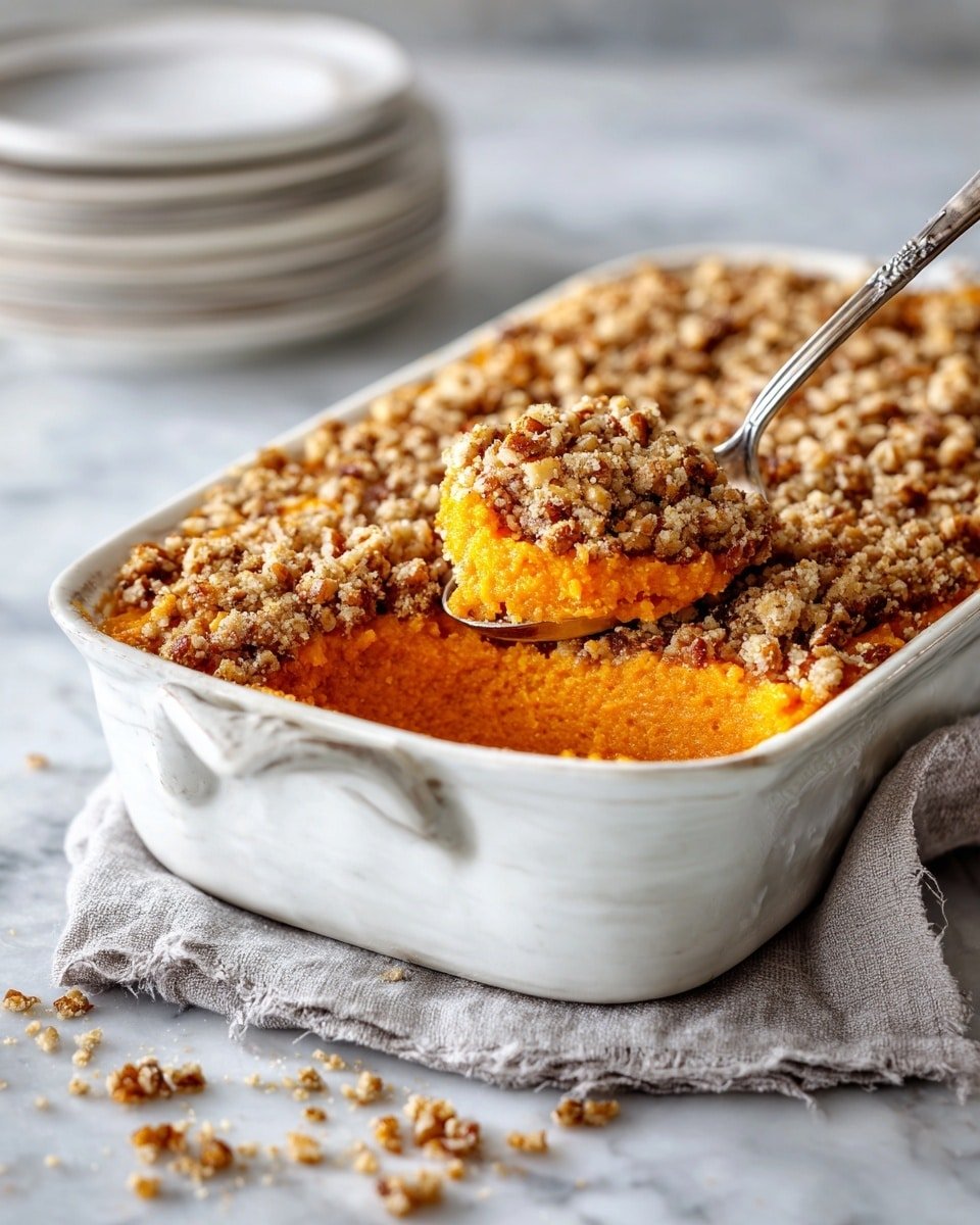 Southern Sweet Potato Casserole with Pecan Streusel Recipe - Recipe Image — Southern Sweet Potato Casserole with Pecan Streusel, sweet potato casserole, pecan streusel topping, holiday side dish, cozy fall recipes