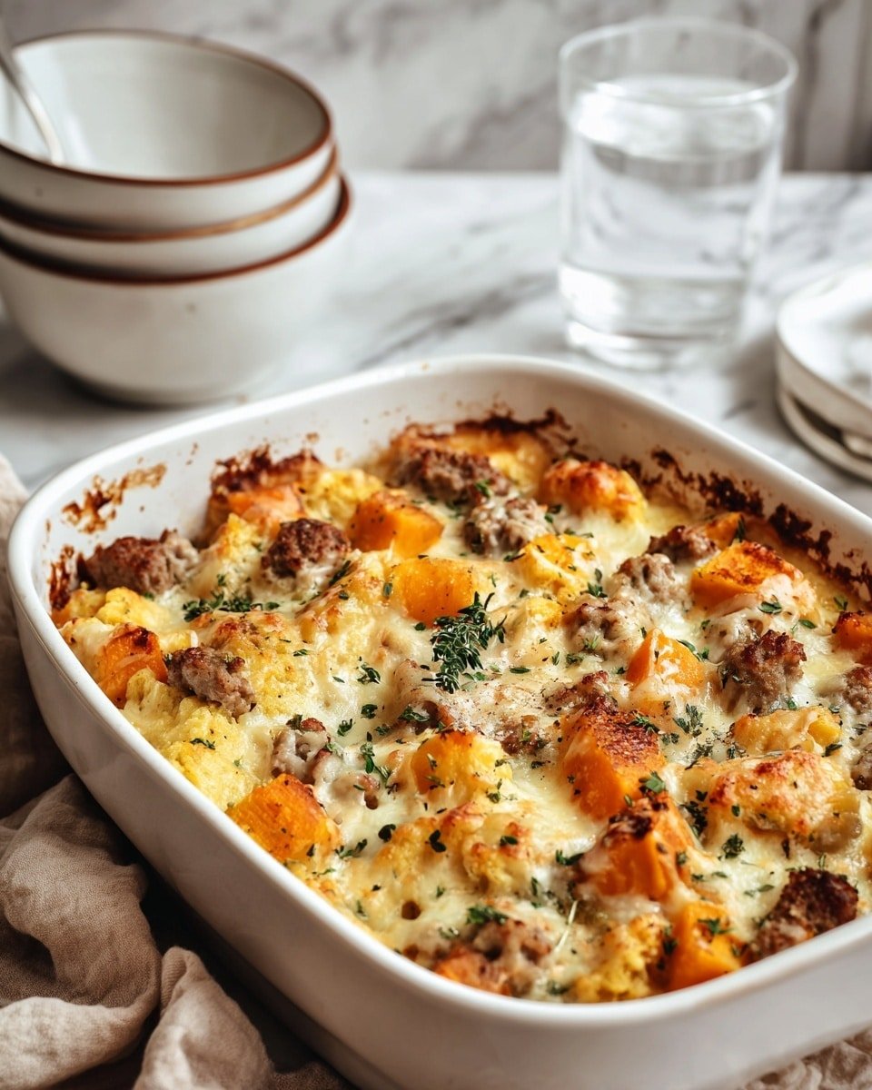 Autumn Butternut Squash and Italian Sausage Casserole Recipe - Recipe Image — Autumn Butternut Squash and Italian Sausage Casserole, cozy autumn casserole recipes, Italian sausage vegetable bake, fall comfort food recipes, hearty roasted squash dish