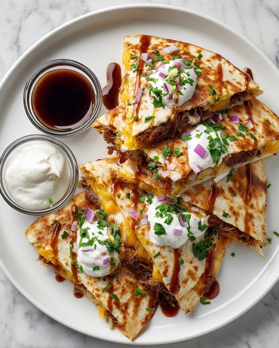 Hot Honey BBQ Chicken Quesadillas Recipe - Recipe Image — Hot Honey BBQ Chicken Quesadillas, BBQ chicken quesadillas, spicy honey chicken quesadillas, cheesy BBQ chicken wraps, easy chicken quesadillas