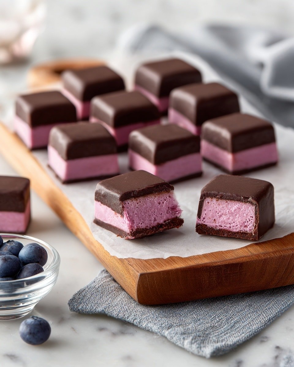 Blueberry Buttercream Chocolates Recipe - Recipe Image — Blueberry Buttercream Chocolates, blueberry chocolates, homemade chocolate candies, fruity chocolate treats, rich buttercream chocolates
