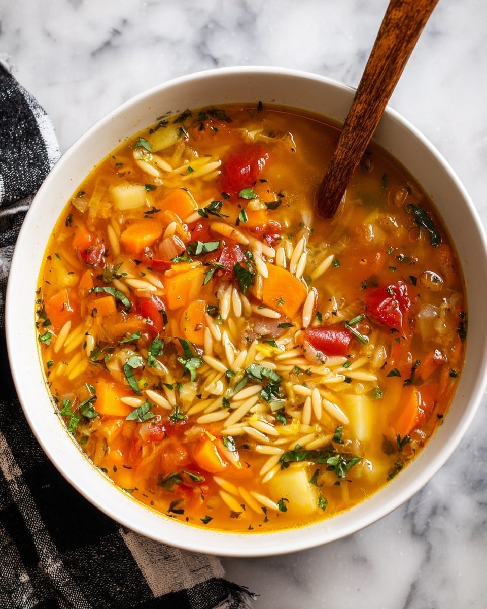 Vegetable Orzo Soup Recipe - Recipe Image — Vegetable Orzo Soup, vegetable orzo soup recipe, hearty vegetable soup, easy vegetable soup, comforting vegetable soup