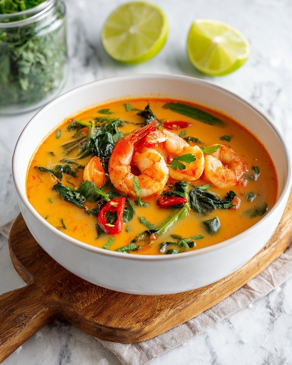 Thai Coconut Shrimp Soup Recipe - Recipe Image — Thai Coconut Shrimp Soup, Thai Coconut Soup, Coconut Shrimp Soup, Tropical Shrimp Soup, Easy Thai Soups