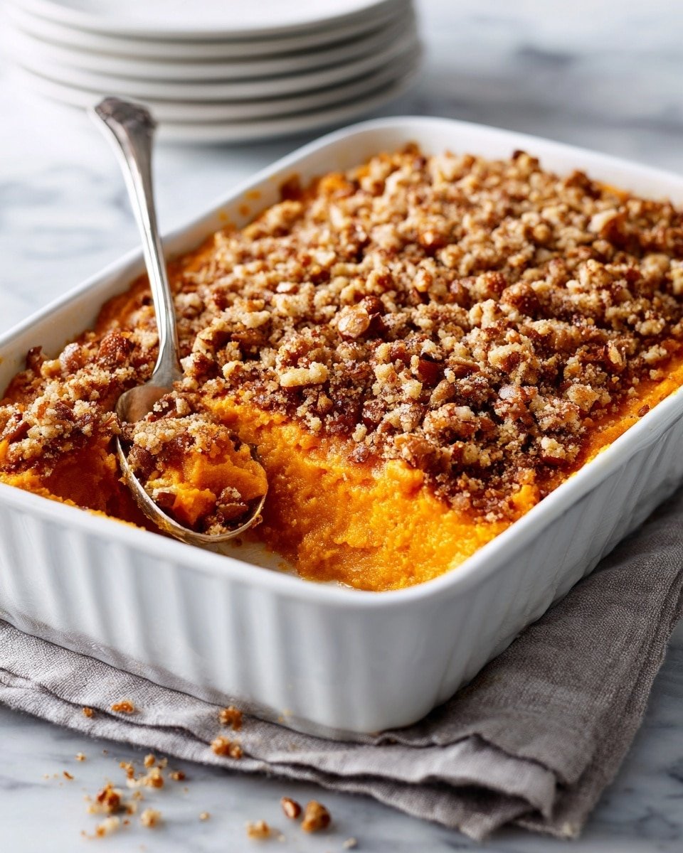 Southern Sweet Potato Casserole with Pecan Streusel Recipe - Recipe Image — Southern Sweet Potato Casserole with Pecan Streusel, sweet potato casserole, pecan streusel topping, holiday side dish, cozy fall recipes