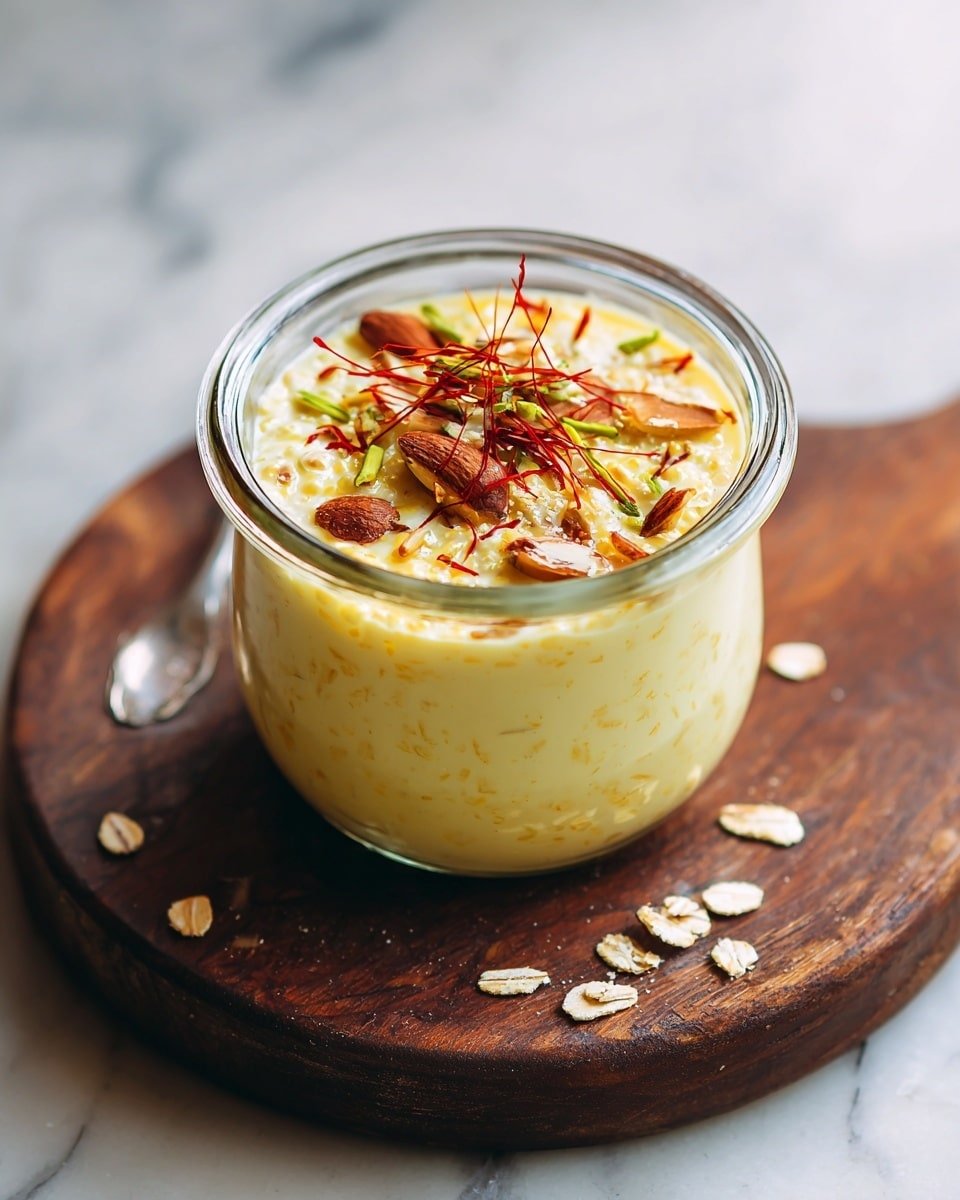 Indian Overnight Oats Recipe - Recipe Image — Indian Overnight Oats, Indian Overnight Oats Recipe, Indian Breakfast Ideas, Healthy Overnight Oats, Spiced Overnight Oats