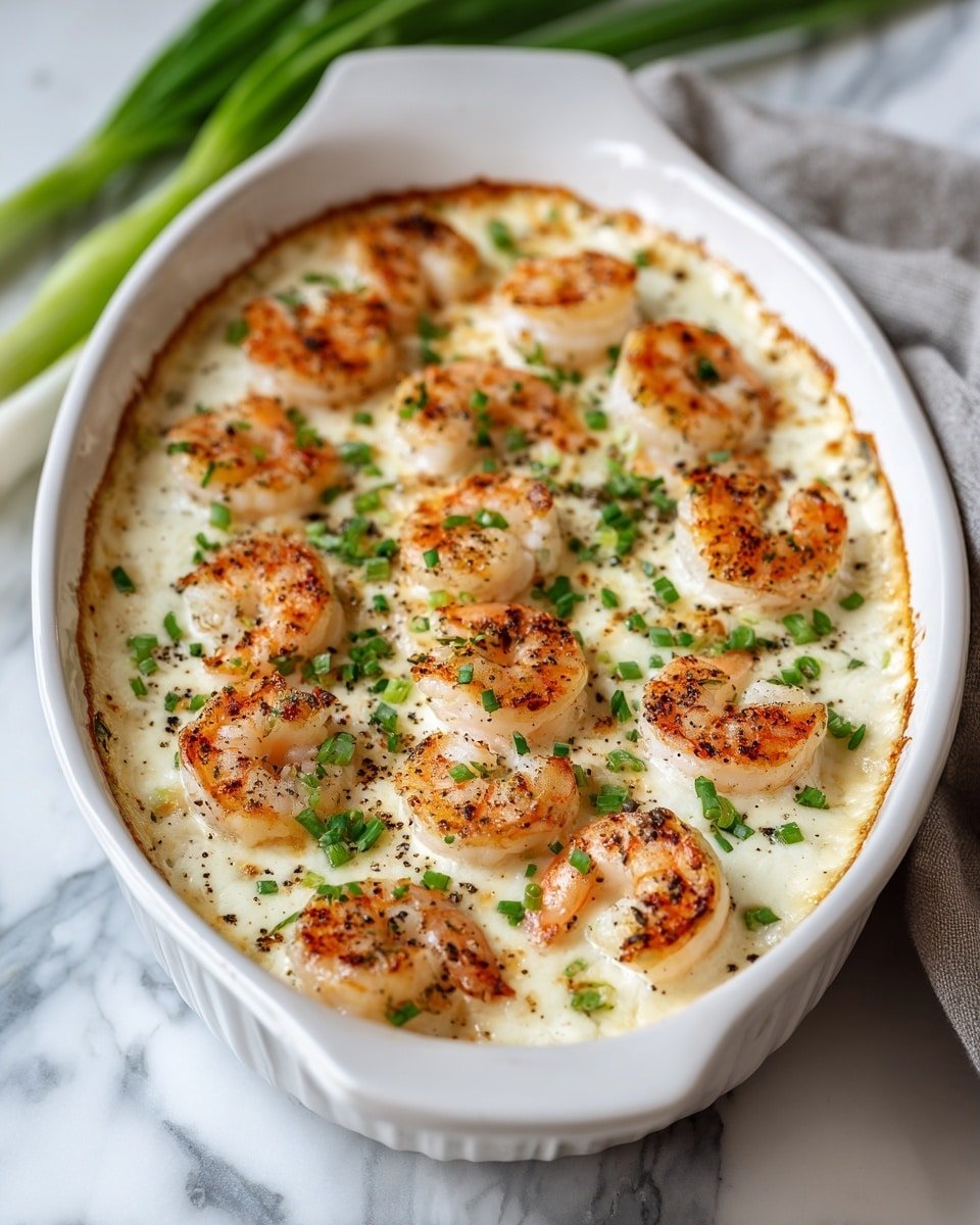 Keto Shrimp and Cauliflower Grits Casserole Recipe - Recipe Image — Keto Shrimp and Cauliflower Grits Casserole, low-carb shrimp casserole, keto cauliflower grits, cheesy shrimp casserole, healthy shrimp and cauliflower dish