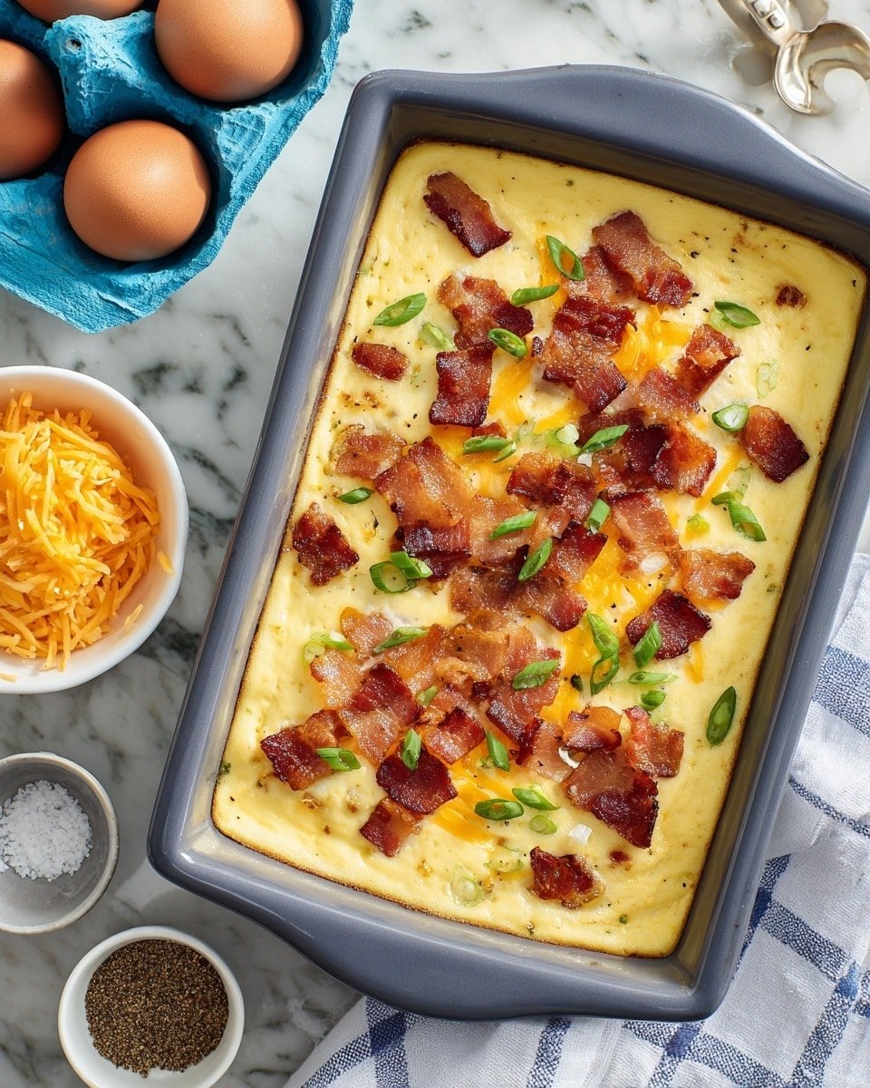 Keto Bacon and Egg Breakfast Casserole Recipe - Recipe Image — Keto Bacon and Egg Breakfast Casserole, low-carb breakfast casserole, keto brunch recipe, easy keto breakfast ideas, healthy bacon egg bake