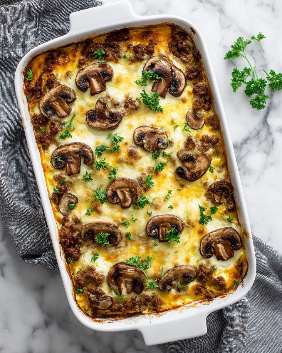 Keto Beef and Mushroom Casserole Recipe - Recipe Image — Keto Beef and Mushroom Casserole, low-carb beef casserole, keto mushroom recipes, healthy beef mushroom bake, keto comfort food