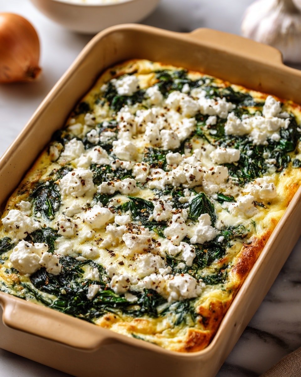 Keto Spinach and Feta Casserole Recipe - Recipe Image — Keto Spinach and Feta Casserole, low-carb spinach casserole, cheesy keto casserole, healthy spinach and feta bake, keto-friendly breakfast casserole