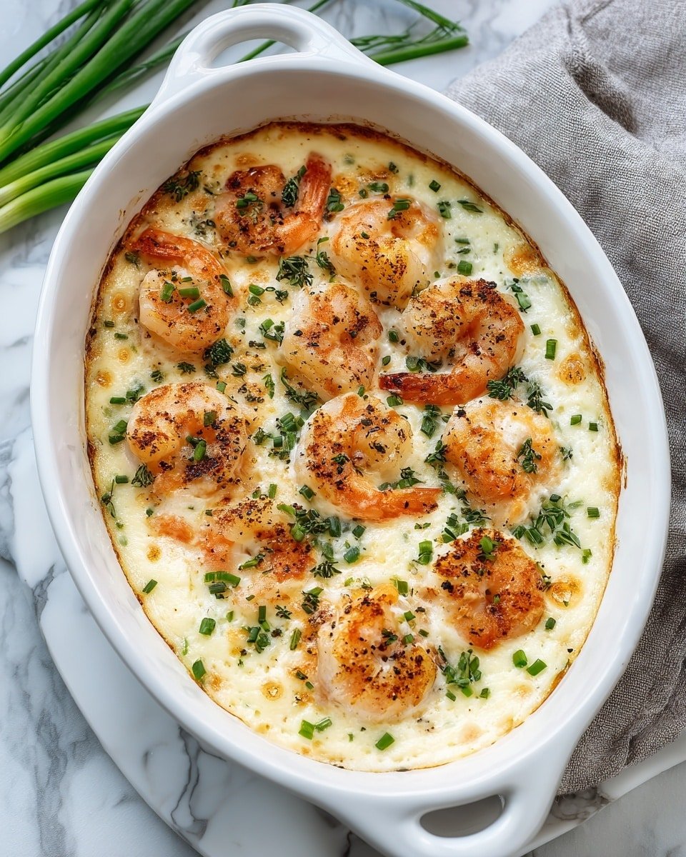 Keto Shrimp and Cauliflower Grits Casserole Recipe - Recipe Image — Keto Shrimp and Cauliflower Grits Casserole, low-carb shrimp casserole, keto cauliflower grits, cheesy shrimp casserole, healthy shrimp and cauliflower dish
