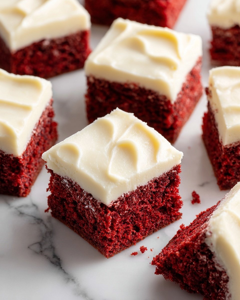 Red Velvet Brownies with Cream Cheese Frosting Recipe - Recipe Image — Red Velvet Brownies with Cream Cheese Frosting, red velvet brownies, chocolate dessert recipes, creamy frosting brownie recipe, velvety brownie treats