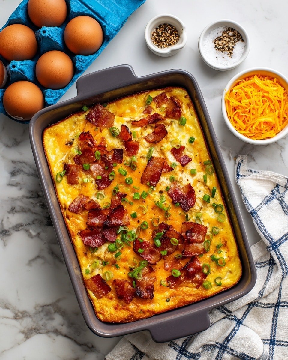 Keto Bacon and Egg Breakfast Casserole Recipe - Recipe Image — Keto Bacon and Egg Breakfast Casserole, low-carb breakfast casserole, keto brunch recipe, easy keto breakfast ideas, healthy bacon egg bake