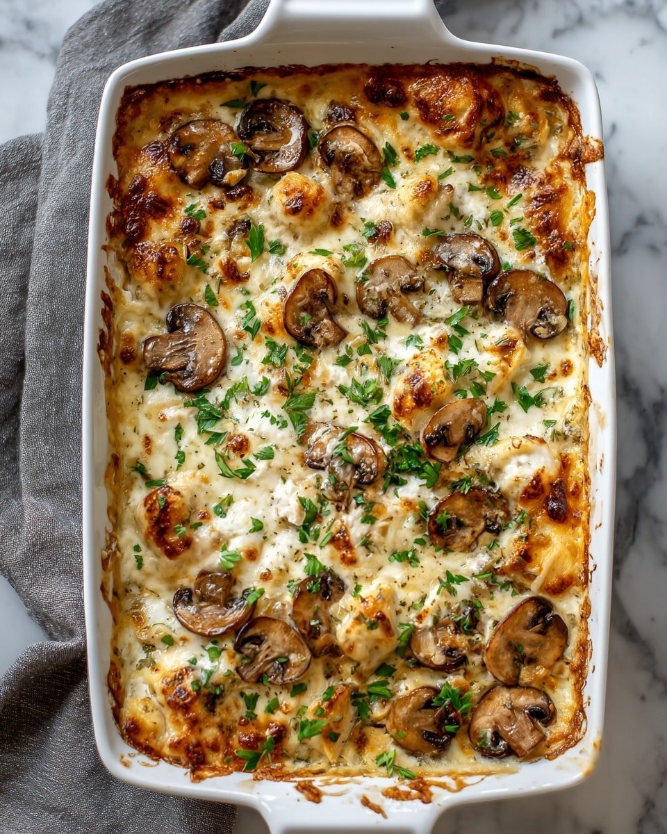 Keto Creamy Chicken and Mushroom Casserole Recipe - Recipe Image — Keto Creamy Chicken and Mushroom Casserole, low-carb chicken and mushroom bake, keto comfort food, creamy chicken mushroom dish, keto casserole recipes