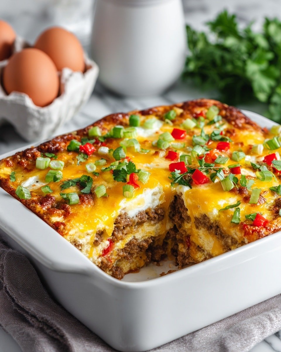 Keto Egg and Cheese Breakfast Casserole Recipe - Recipe Image — Keto Egg and Cheese Breakfast Casserole, low-carb breakfast casserole, keto savory breakfast bake, easy keto egg casserole, keto sausage breakfast dish