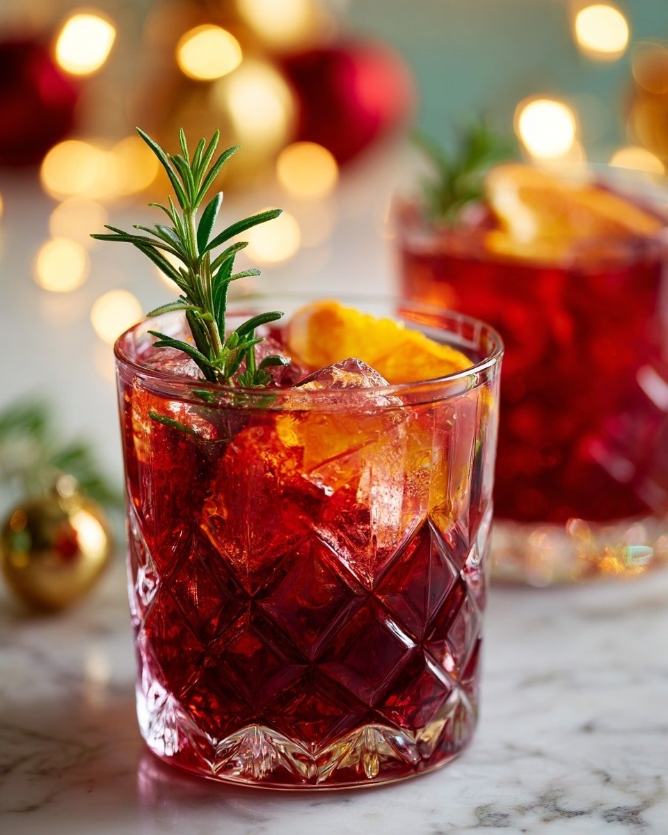 Holiday Negroni Recipe - Recipe Image — Holiday Negroni, festive cocktail recipes, winter cocktails, holiday drinks, easy holiday Negroni