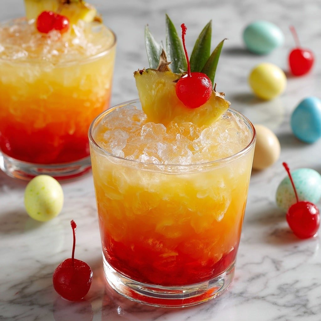 Tropical Sunrise Mocktail Recipe - Recipe Image — Tropical Sunrise Mocktail, tropical sunrise drink, mocktail recipes, summer non-alcoholic drinks, vibrant fruit mocktail
