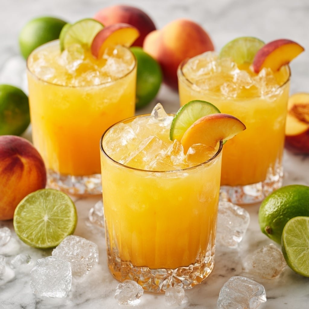 Peachy Paradise Mocktail Recipe - Recipe Image — Peachy Paradise Mocktail, refreshing peach mocktail, tropical non-alcoholic drink, summer fruit mocktail, easy peach mocktail recipe