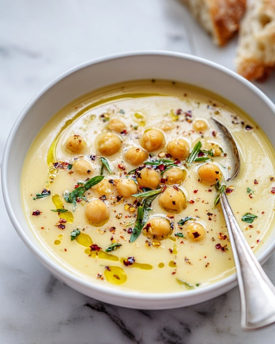 Easy Garlic Chickpea Soup Recipe - Recipe Image — Easy Garlic Chickpea Soup, hearty chickpea soup, healthy garlic soup, quick vegetarian soup, comforting chickpea recipe