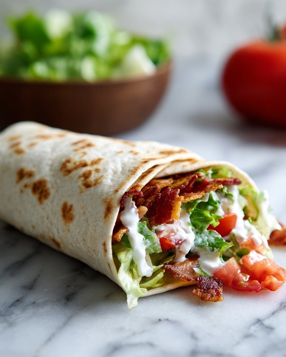 Gourmet BLT Wraps with Secret Sauce Recipe - Recipe Image — Gourmet BLT Wraps with Secret Sauce, BLT wraps recipe, bacon and tomato wraps, low-carb BLT ideas, easy gourmet lunch ideas