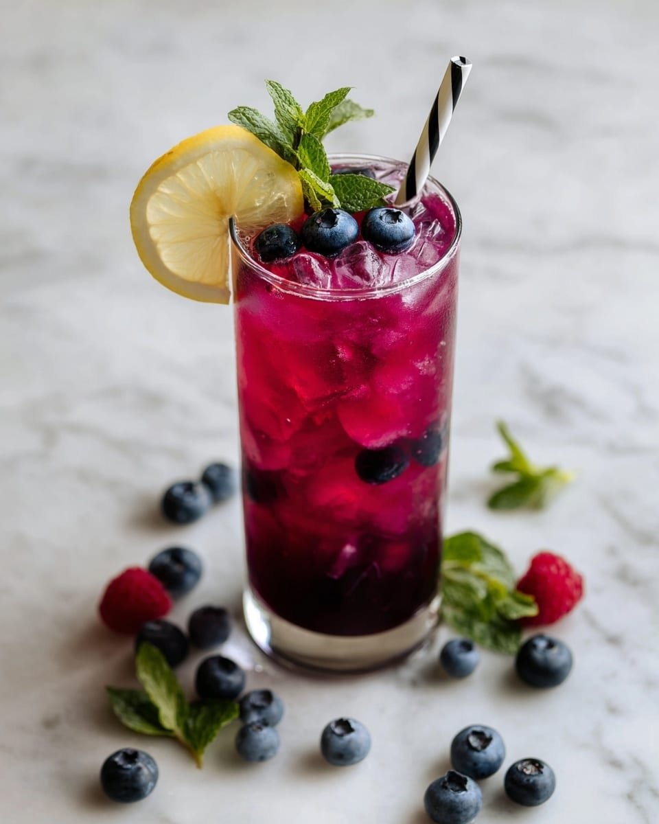 Blueberry Tea Lemonade – A Refreshing Summer Drink Recipe - Recipe Image — Blueberry Tea Lemonade, summer fruit drinks, refreshing blueberry lemonade, homemade iced tea drinks, berry flavored summer beverages