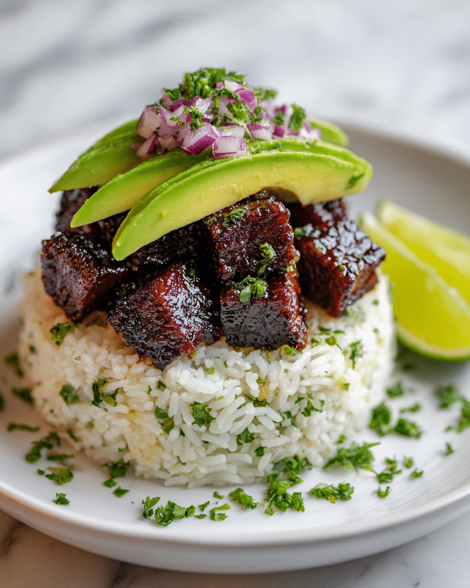 Tangy Honey Lime Chicken & Avocado Rice Stack That Delights Recipe - Recipe Image — Tangy Honey Lime Chicken & Avocado Rice Stack, Honey Lime Chicken Rice Bowl, Fresh Chicken and Avocado Meal, Layered Chicken and Rice Recipe, Bright Summer Chicken Dish