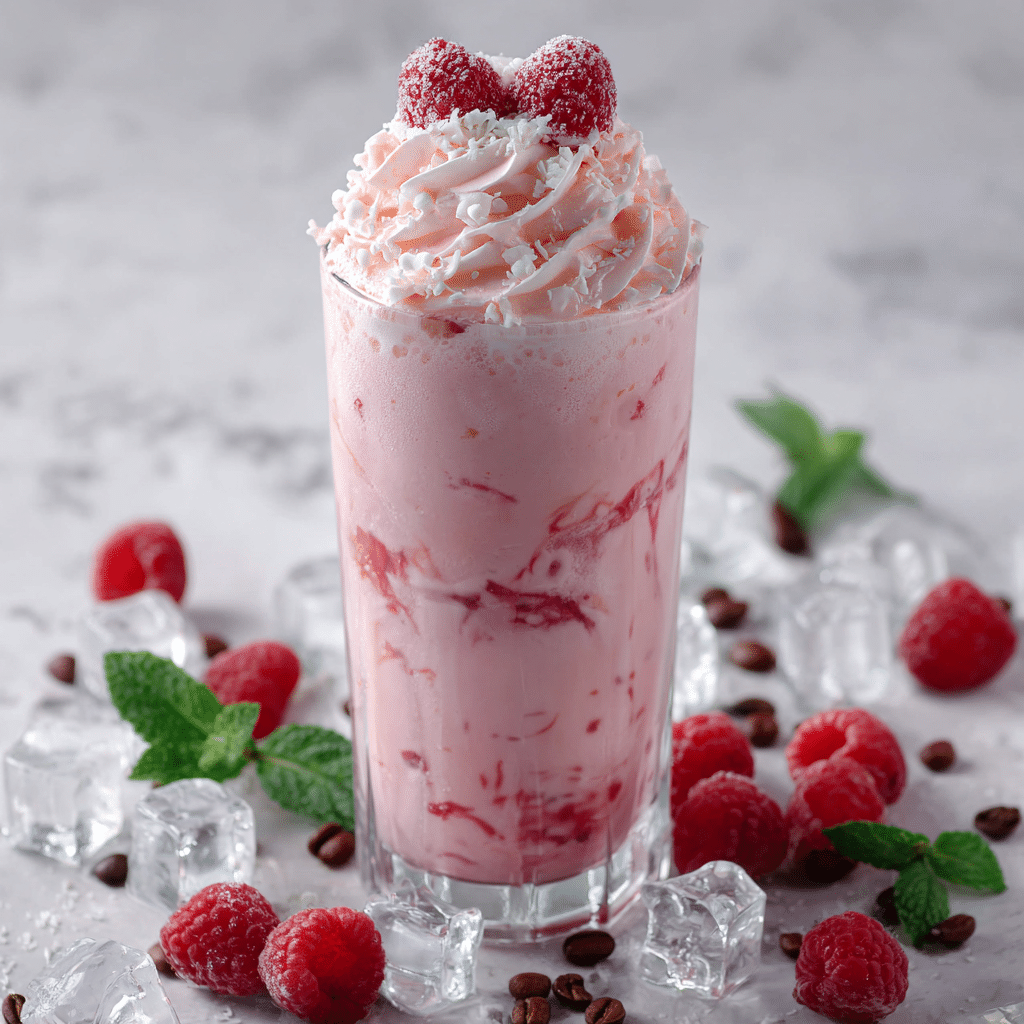 Vanilla Raspberry Iced Latte Recipe - Recipe Image — Vanilla Raspberry Iced Latte, Raspberry Vanilla Coffee, Iced Latte with Raspberry, Refreshing Raspberry Vanilla Drink, Summer Iced Coffee Recipes