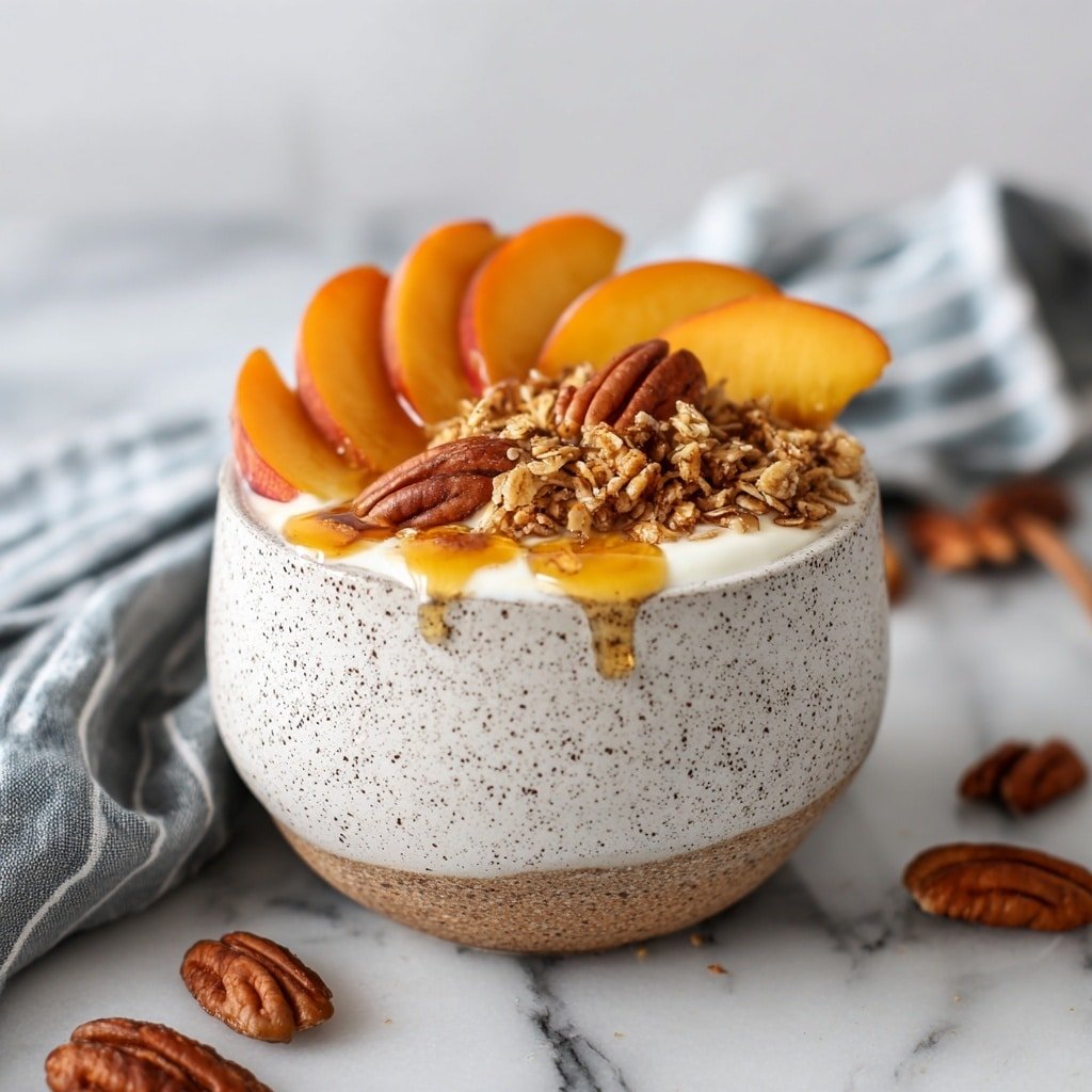 Cottage Cheese Peach Cobbler Bowl Recipe - Recipe Image — Cottage Cheese Peach Cobbler Bowl, healthy peach cobbler bowl, quick fruit breakfast bowls, nutritious cottage cheese recipes, healthy summer breakfast ideas