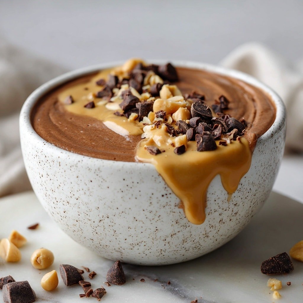 Cottage Cheese Peanut Butter Cup Bowl Recipe - Recipe Image — Cottage Cheese Peanut Butter Cup Bowl, healthy peanut butter cottage cheese snack, easy protein-packed breakfast, nutritious chocolate peanut bowl, creamy cottage cheese dessert