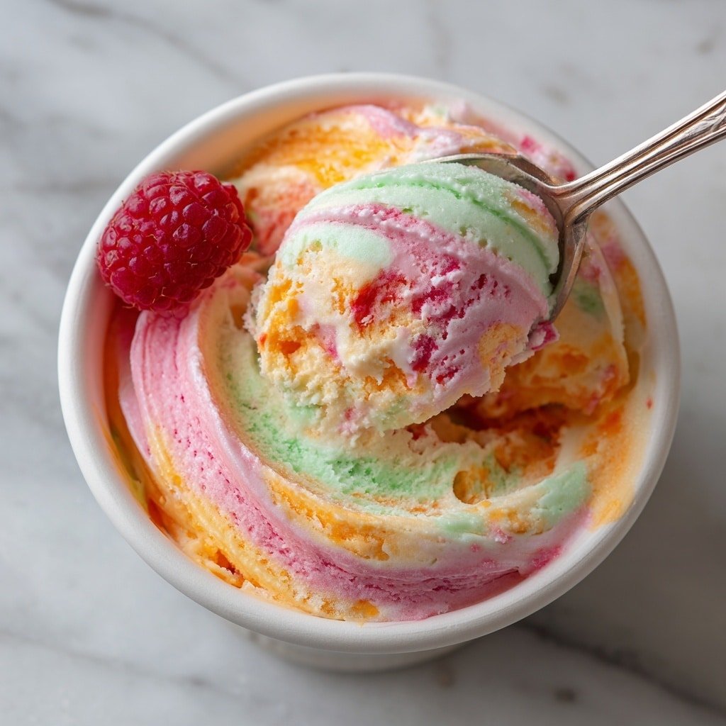 Homemade Rainbow Sherbet Recipe - Recipe Image — Homemade Rainbow Sherbet, colorful sherbet recipe, refreshing summer desserts, fruity sherbet ideas, easy homemade ice cream