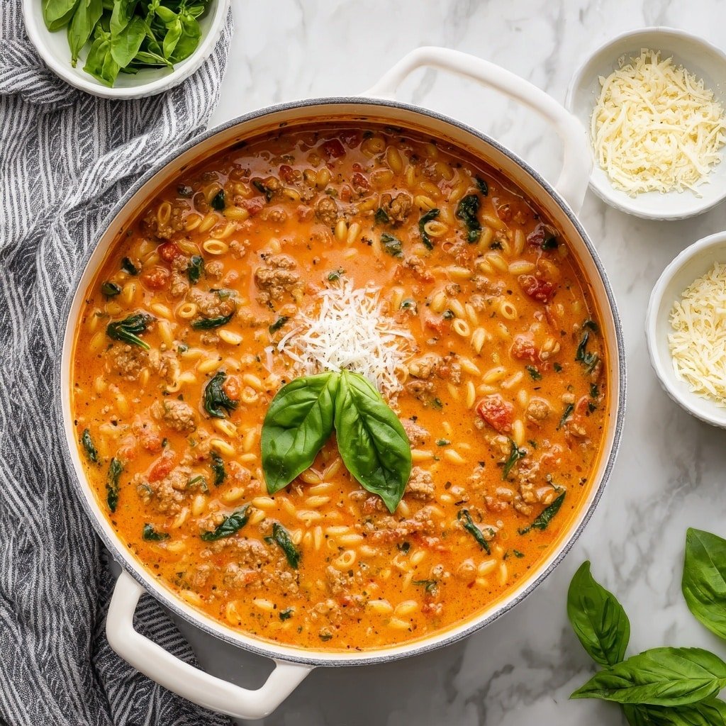 One-Pot Creamy Tomato Basil Pasta Recipe - Recipe Image — One-Pot Creamy Tomato Basil Pasta, creamy tomato basil pasta, quick creamy pasta recipes, easy one-pot pasta, flavorful tomato basil pasta