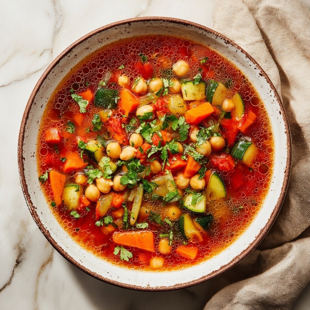 One-Pot Moroccan Chickpea Stew Recipe - Recipe Image — One-Pot Moroccan Chickpea Stew, Moroccan Chickpea Stew, Easy Moroccan Stew, Healthy Chickpea Recipes, Cozy Vegetarian Stew
