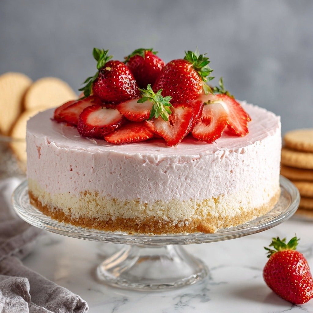 Classic Strawberry Cheesecake Recipe - Recipe Image — Classic Strawberry Cheesecake, Strawberry Cheesecake Recipe, No-Bake Strawberry Cheesecake, Easy Strawberry Cheesecake, Summer Fruit Cheesecake