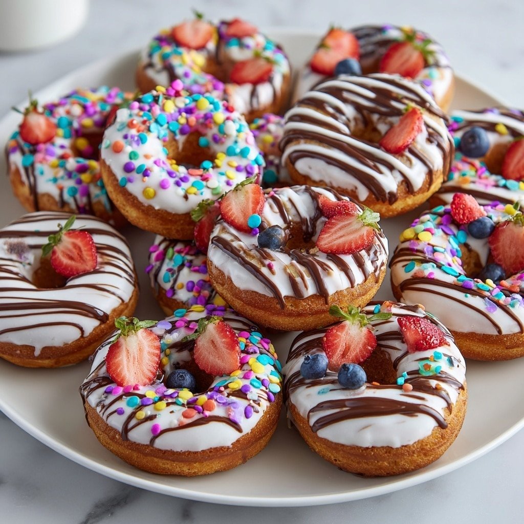 Apple Donuts with Peanut Butter and Toppings Recipe - Recipe Image — Apple Donuts with Peanut Butter and Toppings, healthy apple donut ideas, quick apple snack recipes, fun apple desserts, easy healthy breakfast recipes