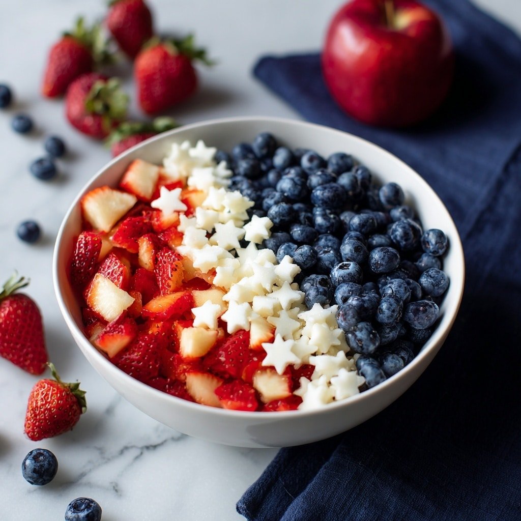 Star Spangled Fruit Salad Recipe - Recipe Image — Star Spangled Fruit Salad, patriotic fruit salad, summer fruit salad, Fourth of July fruit salad, festive fruit salad