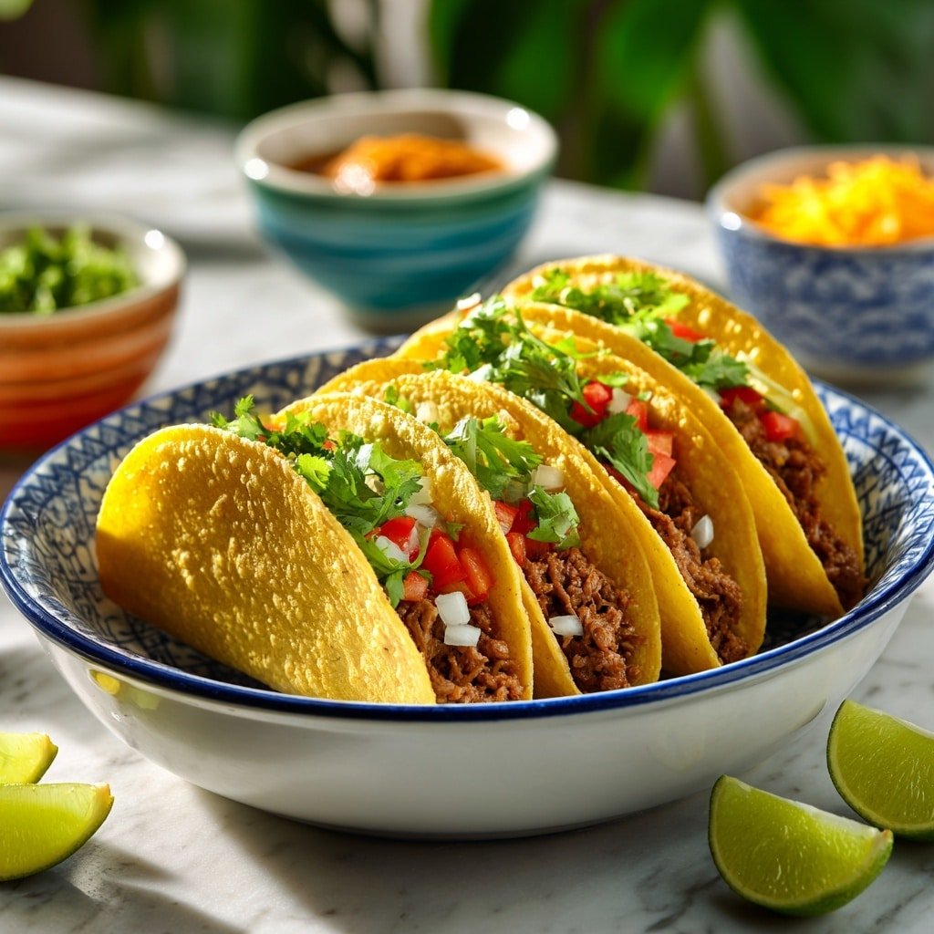 Beef Tacos Recipe - Recipe Image — Beef Tacos, homemade beef tacos, easy beef tacos, flavorful beef tacos, taco dinner ideas