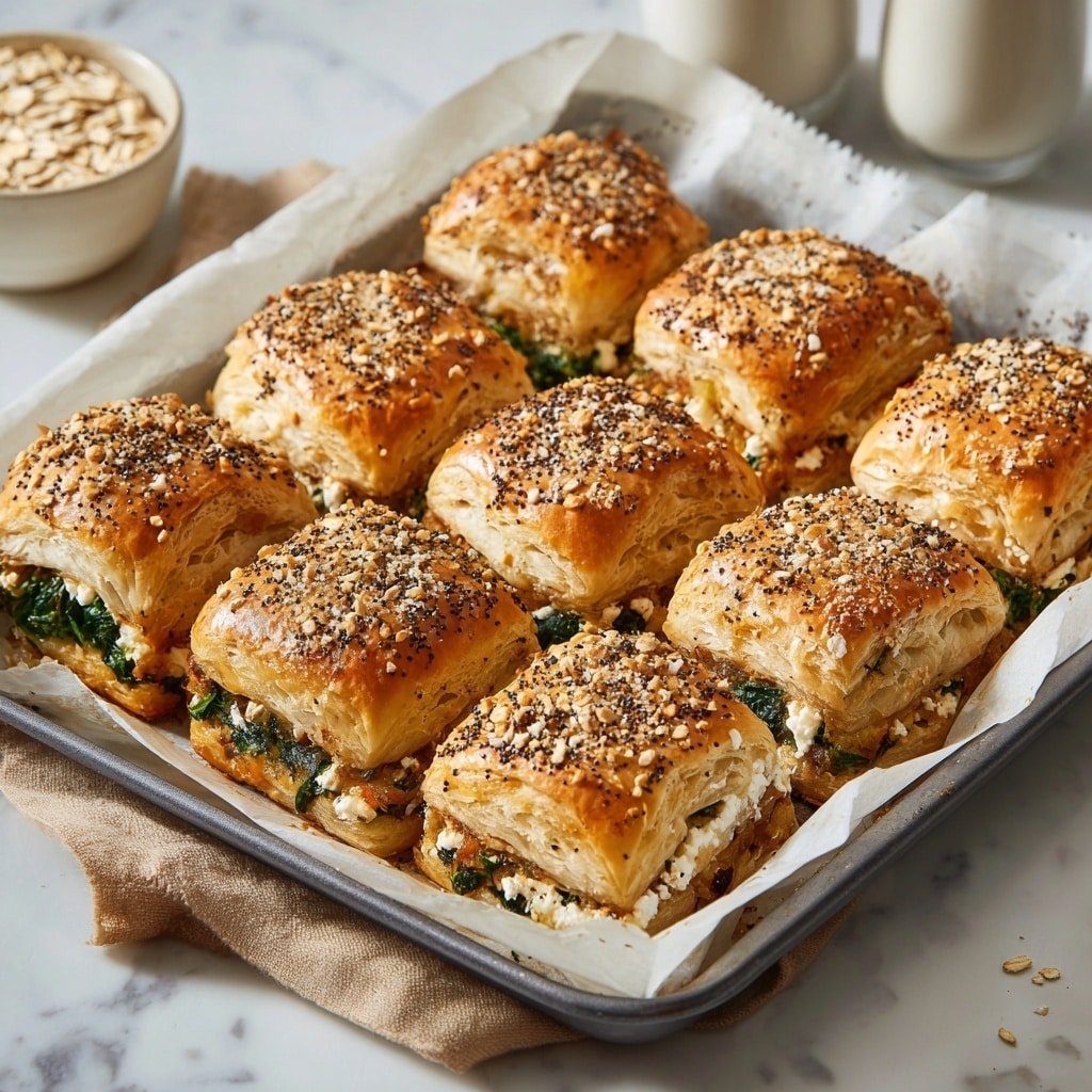 Spinach and Feta Puff Pastry Bites Recipe - Recipe Image — Spinach and Feta Puff Pastry Bites, flaky puff pastry appetizers, Mediterranean snack recipes, easy party finger foods, savory spinach and feta bites